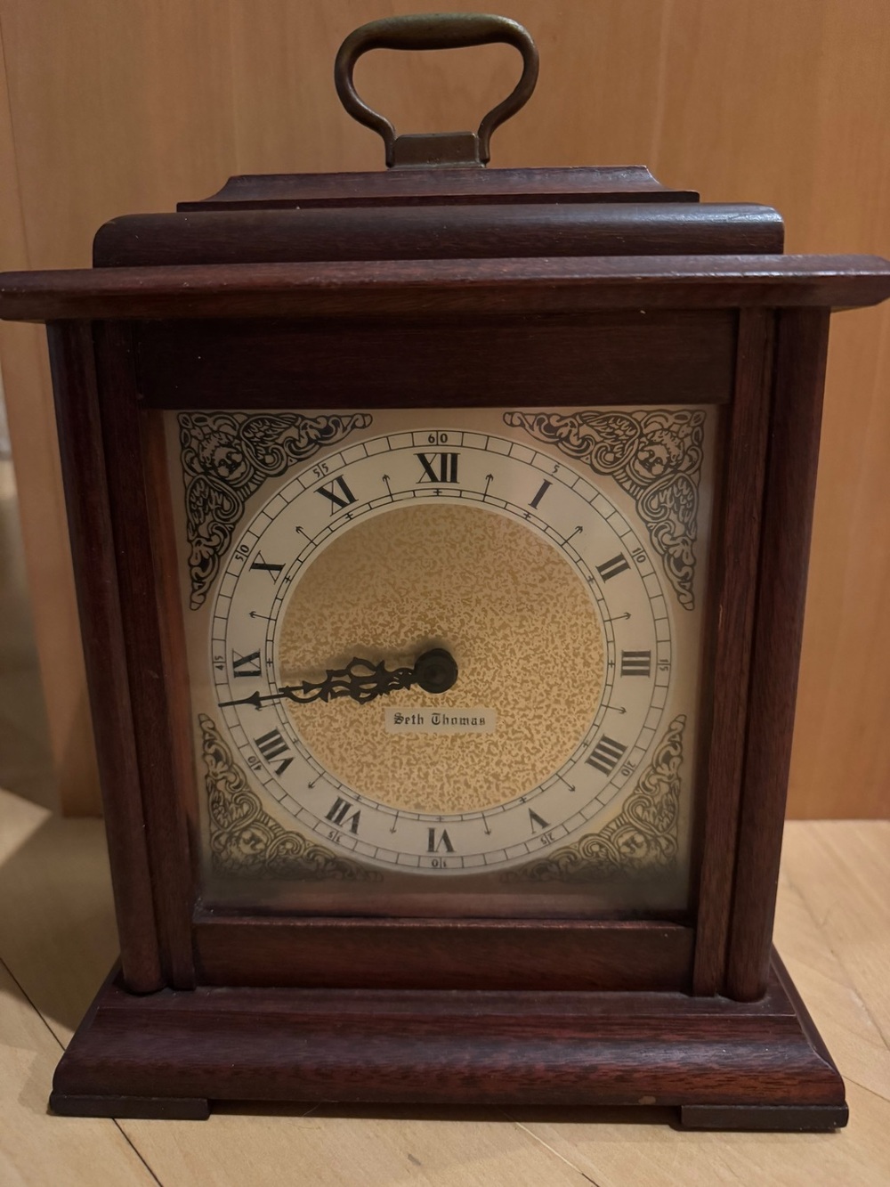 Vintage-Style Brown Mantel Clock Wall Decor